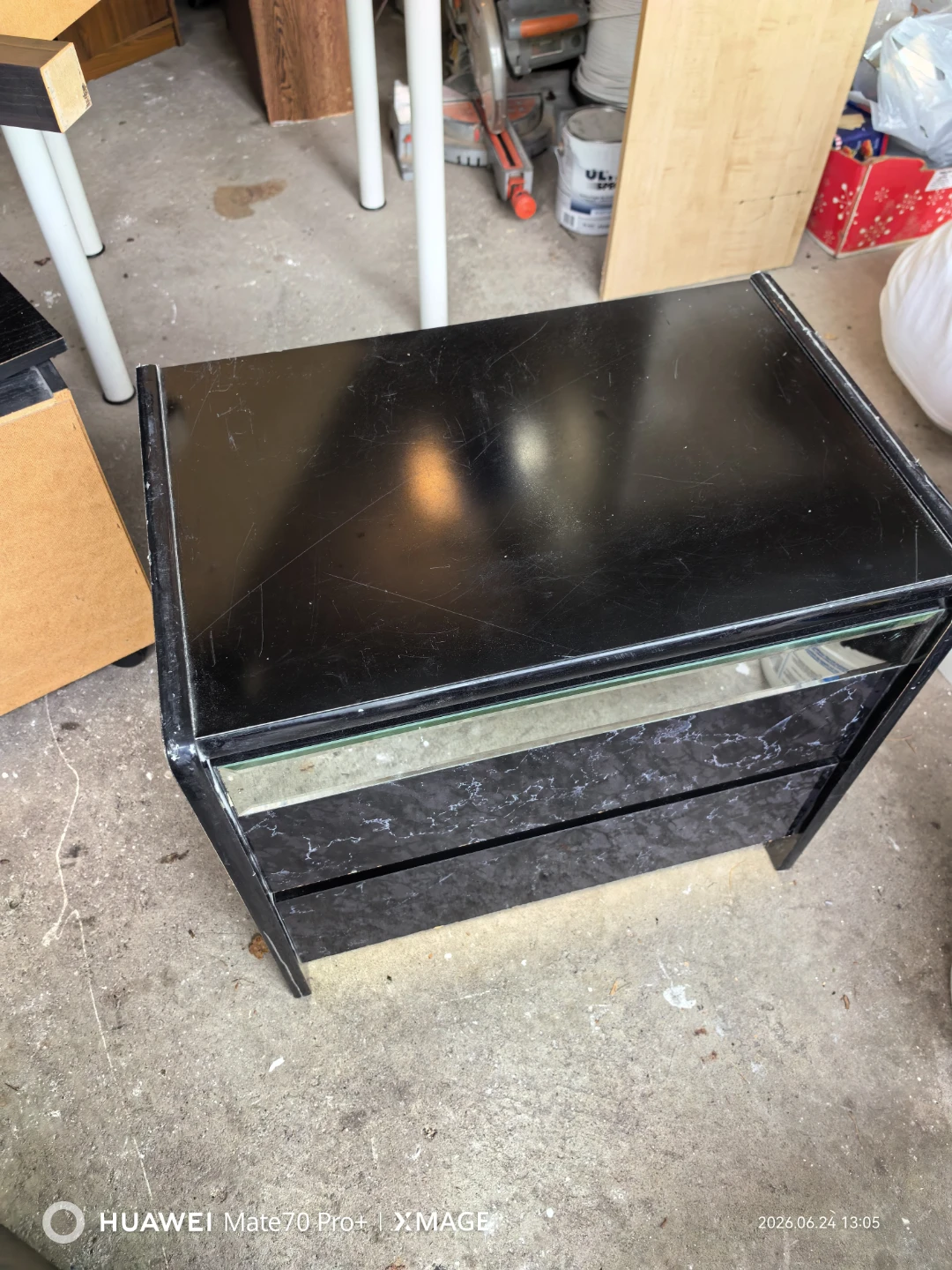 Black Nightstand with Mirrored Front - photo 2
