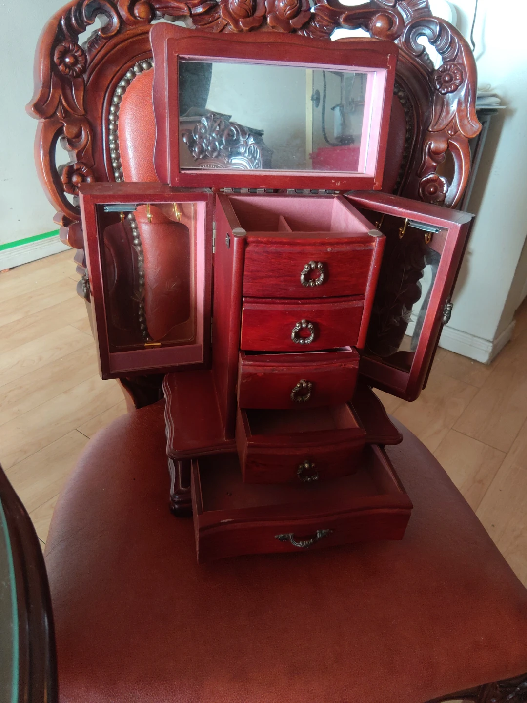 Wooden Jewellery Box with Mirror - photo 2