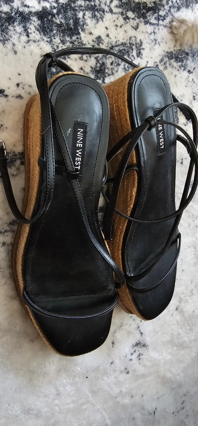 Nine West Black Espadrille Wedge Sandals size 8 - photo 3