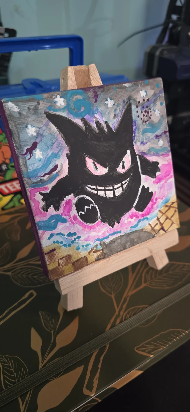 Hand-Painted Gengar Pokemon Canvas Art - photo 2