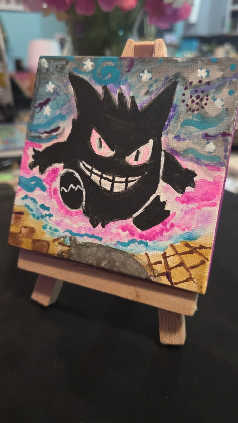 Hand-Painted Gengar Pokemon Canvas Art - photo 4