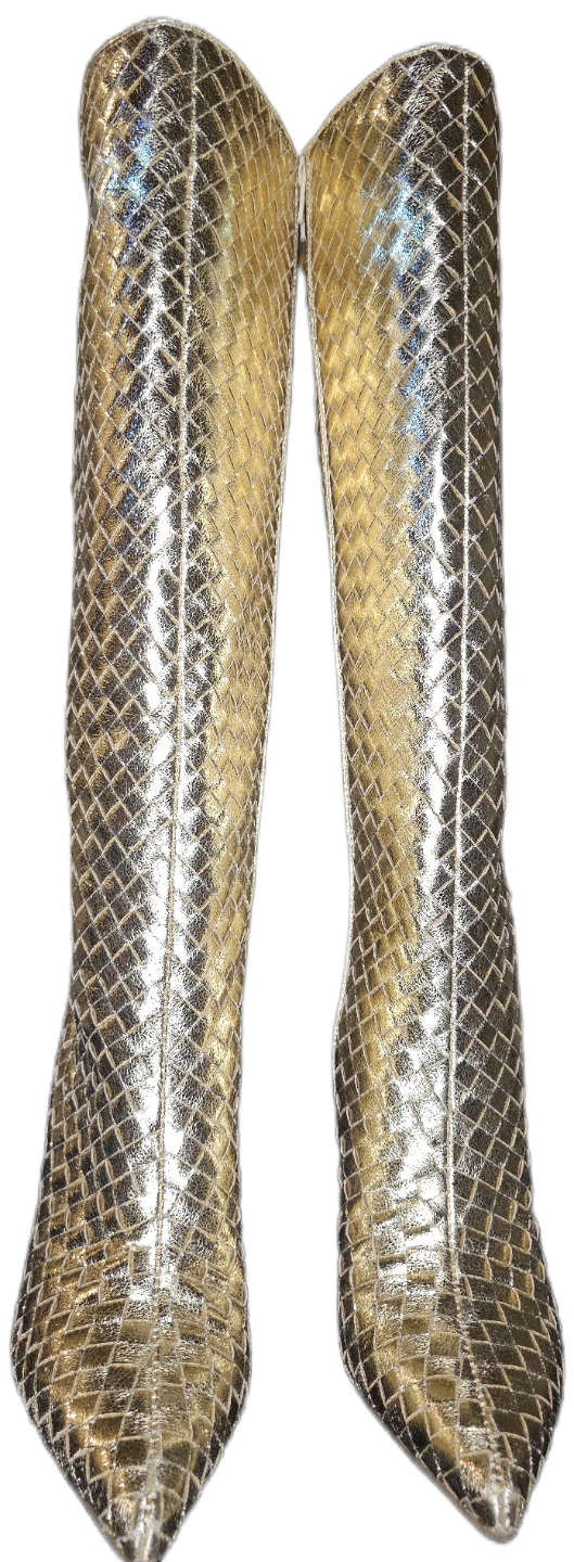 Gold Woven Knee-High Boots⚽️ - photo 4