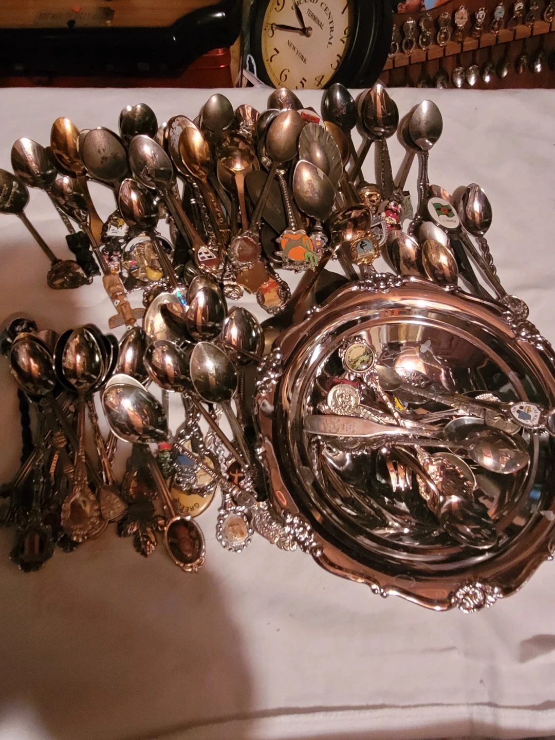 Collection of Souvenir Spoons and Decorative Bowl