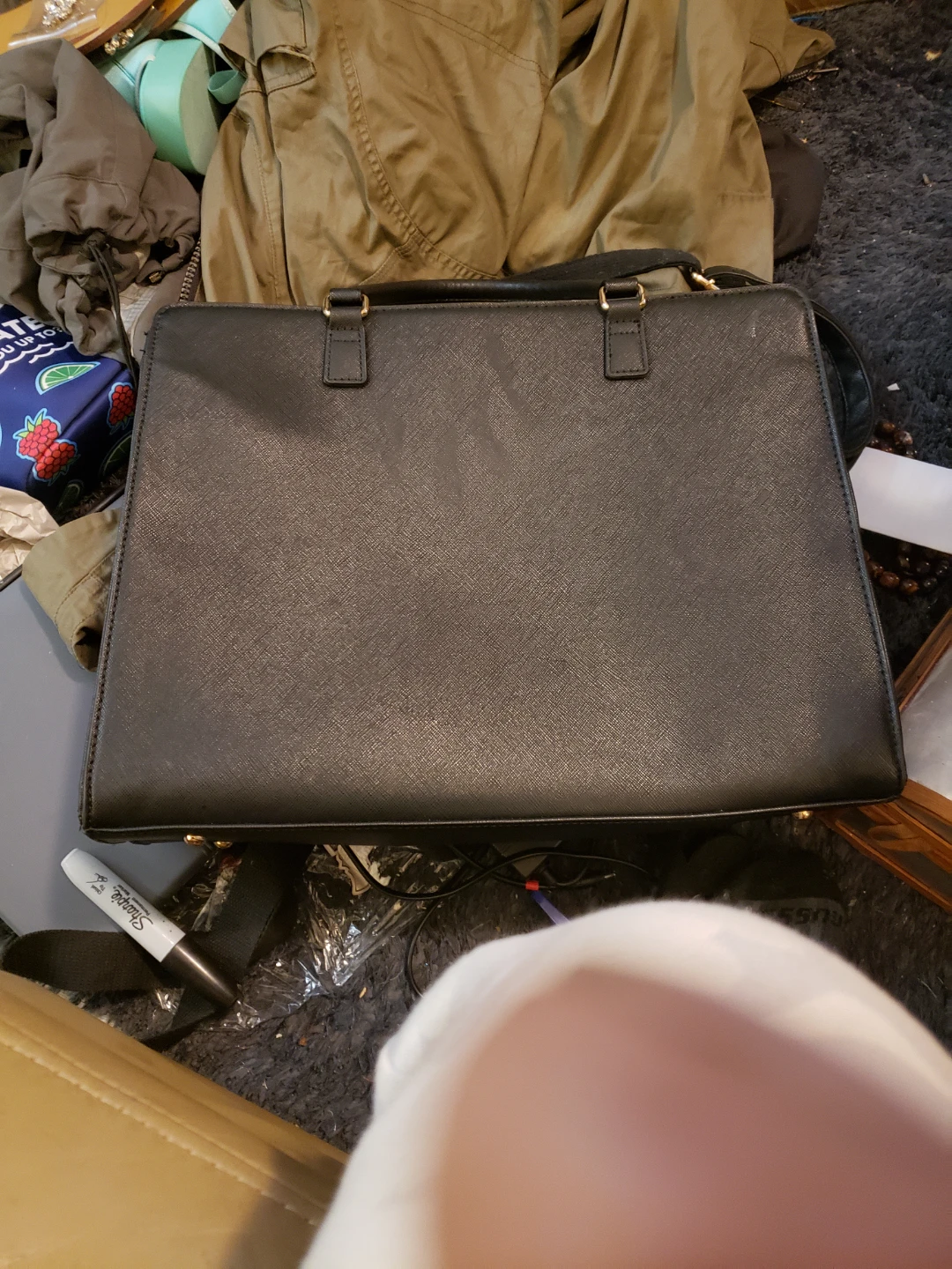 Black Saffiano Leather Tote Bag