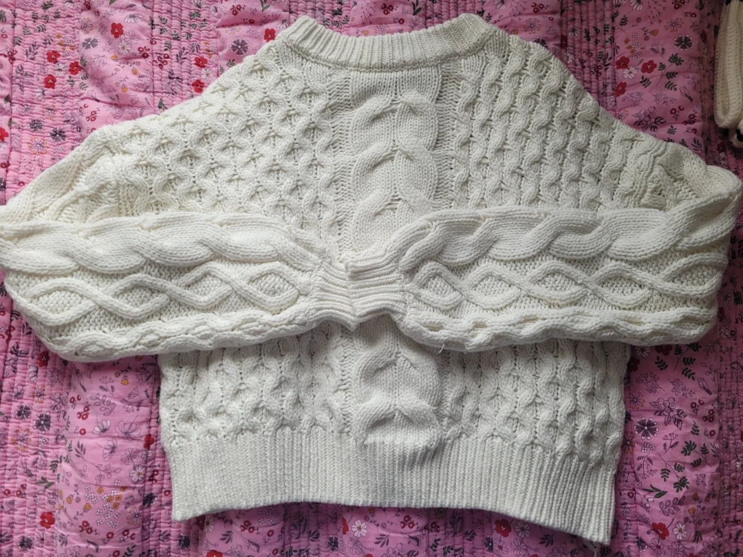 White Cable Knit Sweater by moon&madison