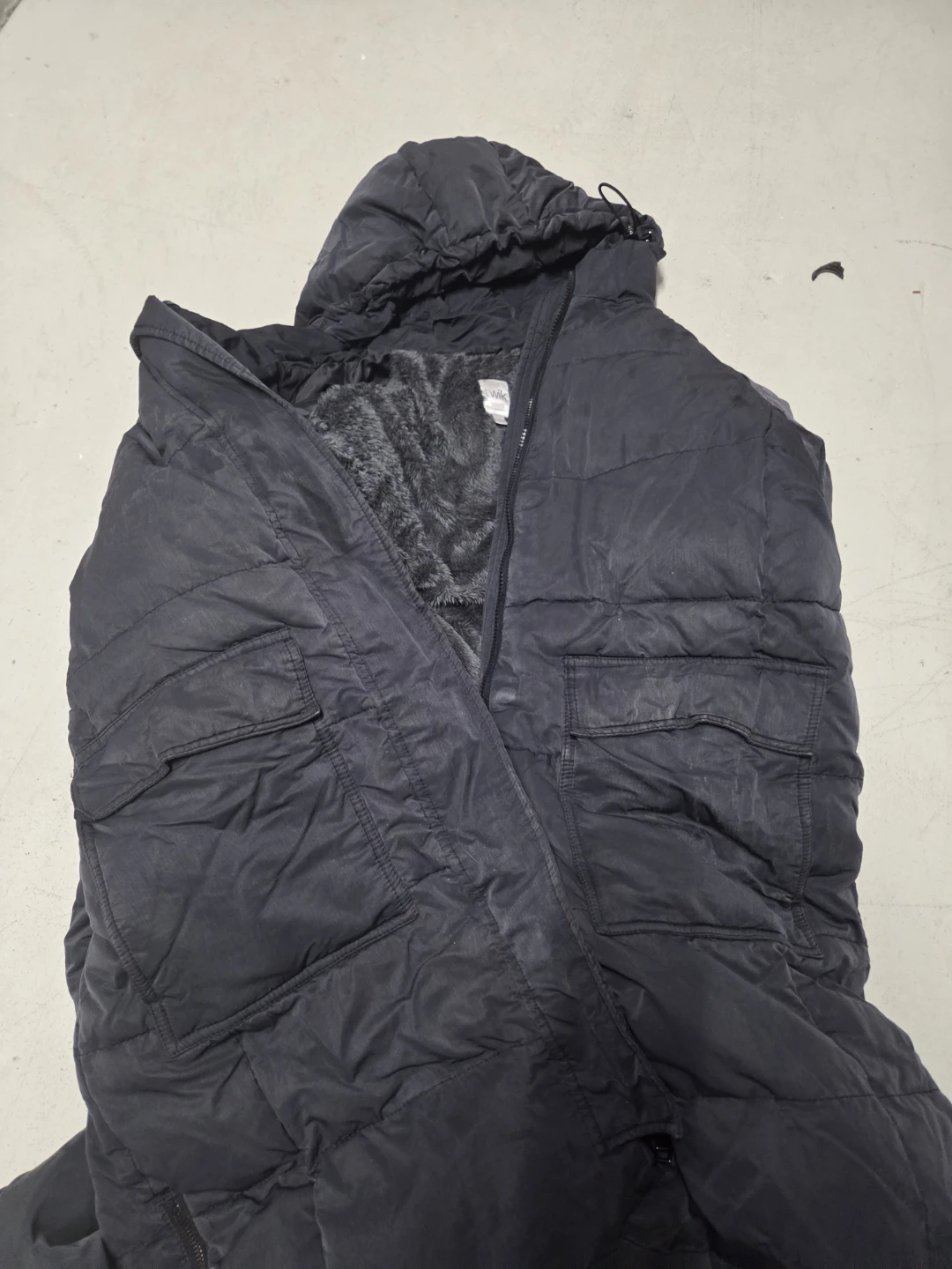 Black Puffer Parka with Fleece Lining