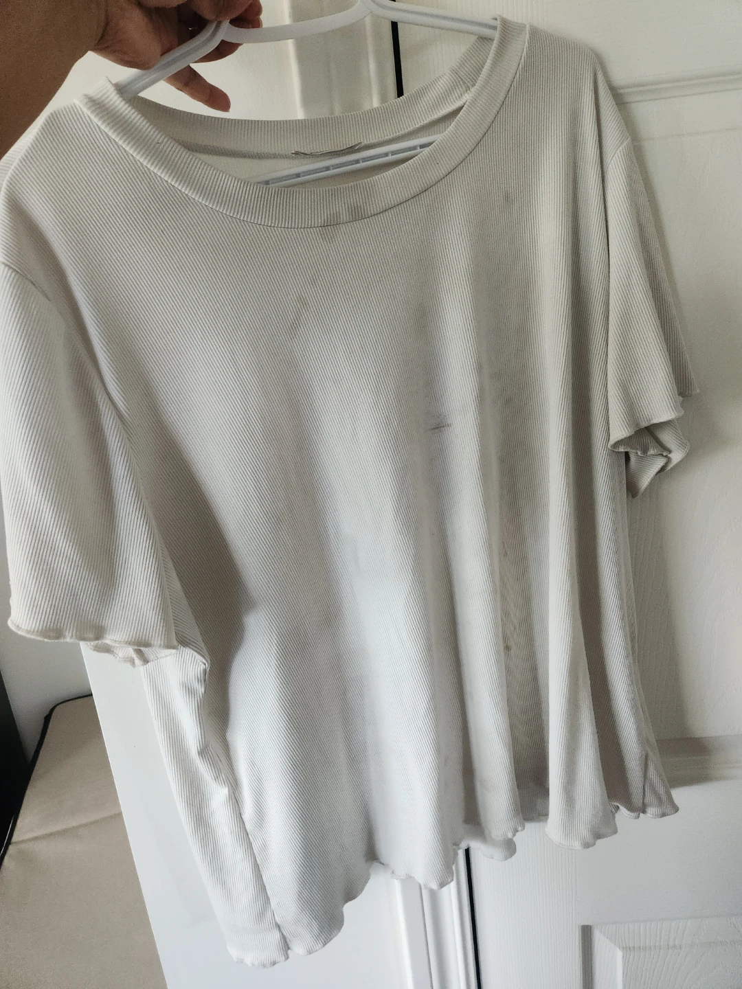 White Ribbed T-Shirt Loose Home Shirt 2XL ⚽