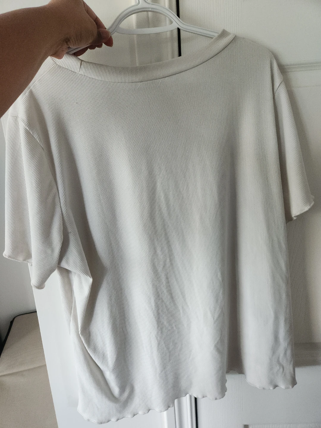 White Ribbed T-Shirt Loose Home Shirt 2XL ⚽ - photo 2