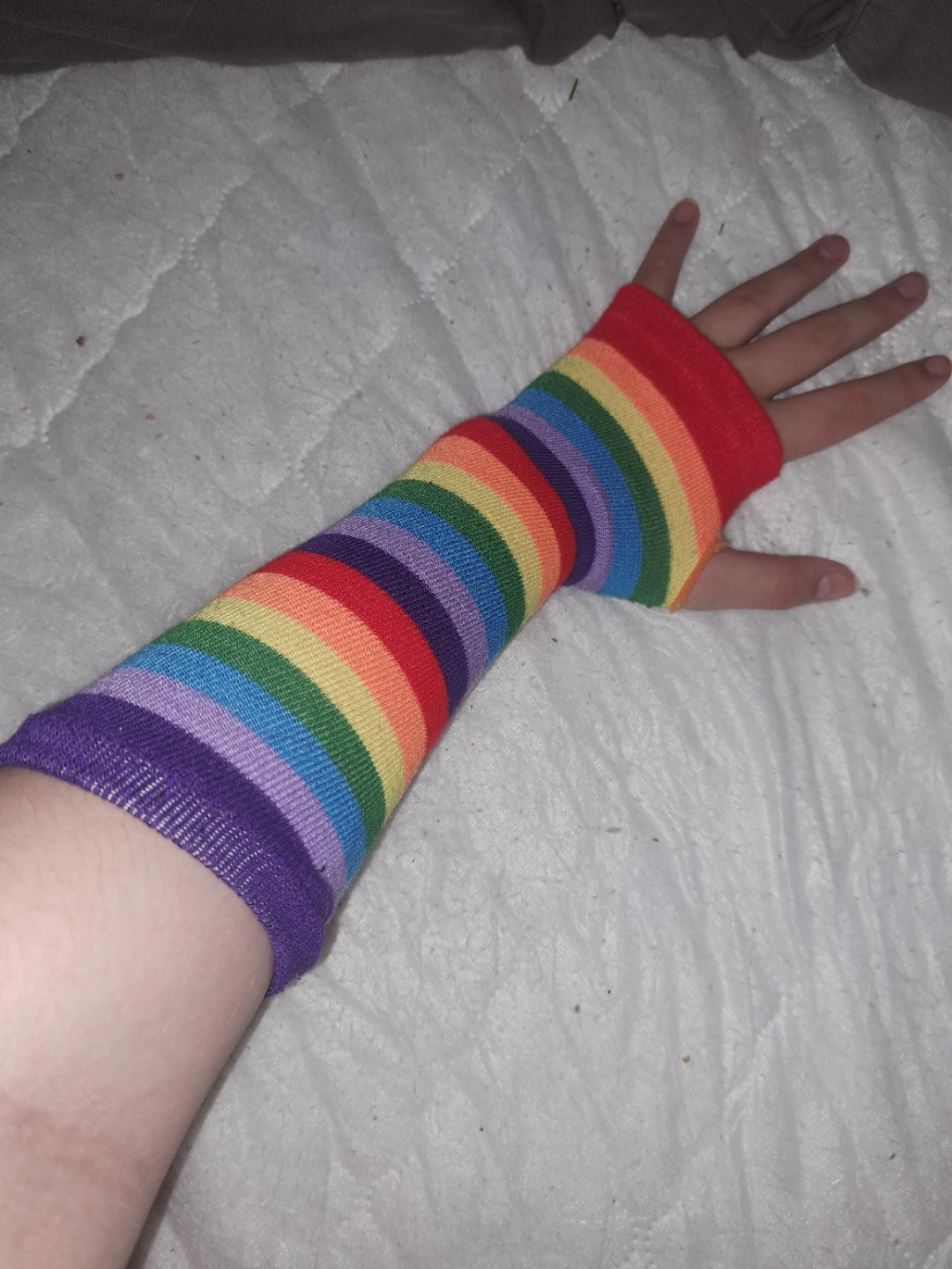 Rainbow Striped Arm Warmers - photo 2