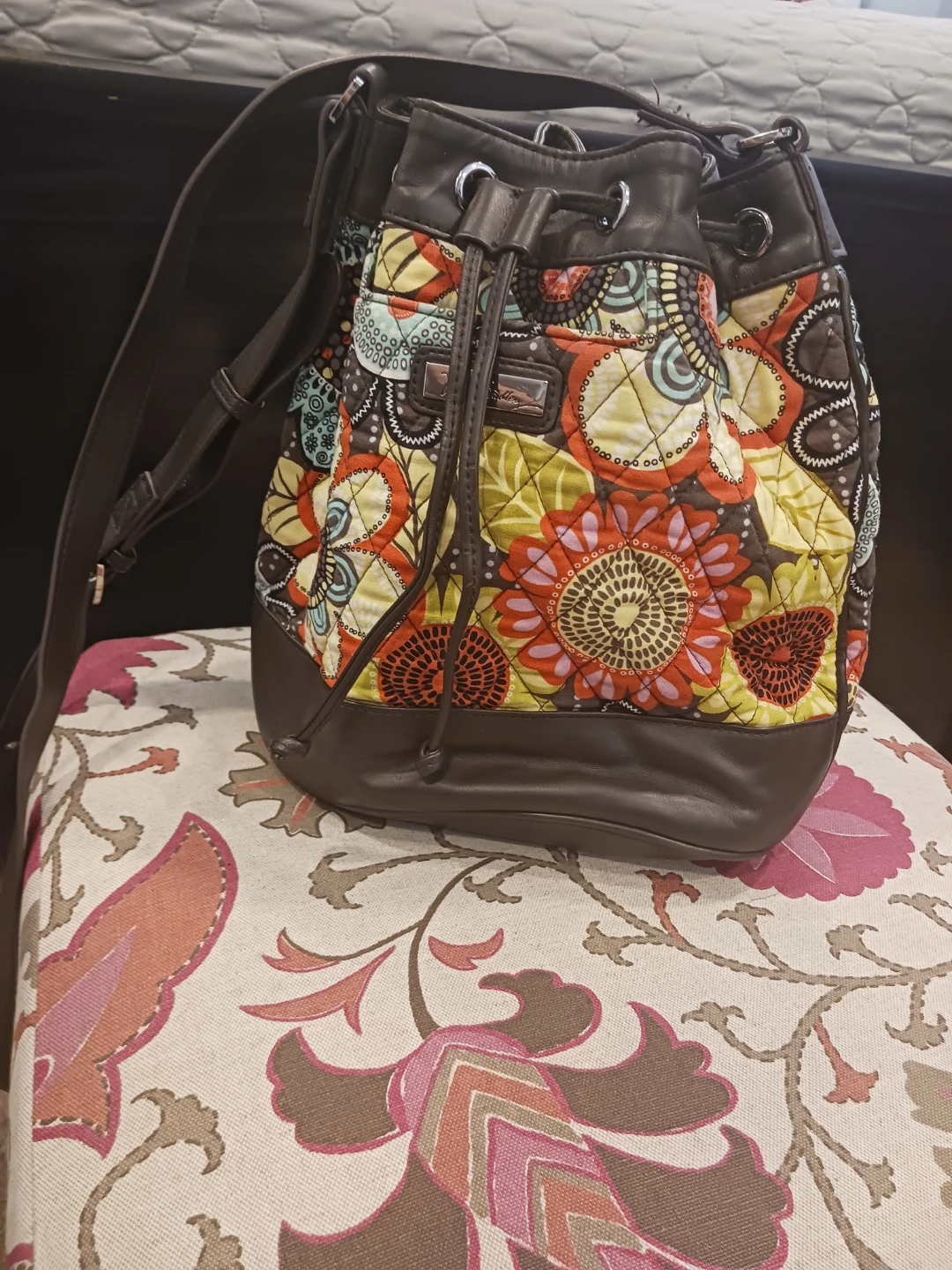 Vera Bradley Quilted Drawstring Bucket Bag