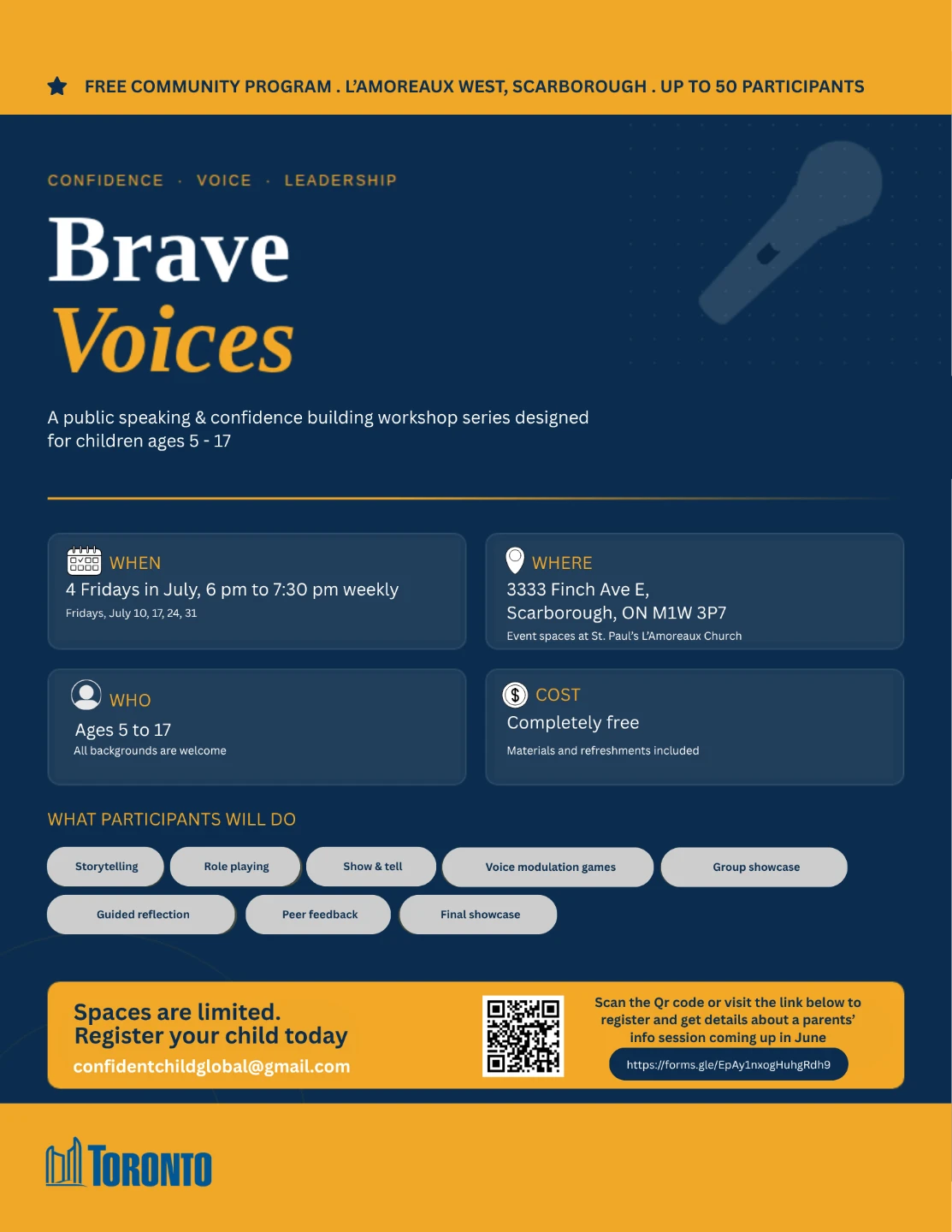 Children's Confidence Building & Public Speaking Workshops