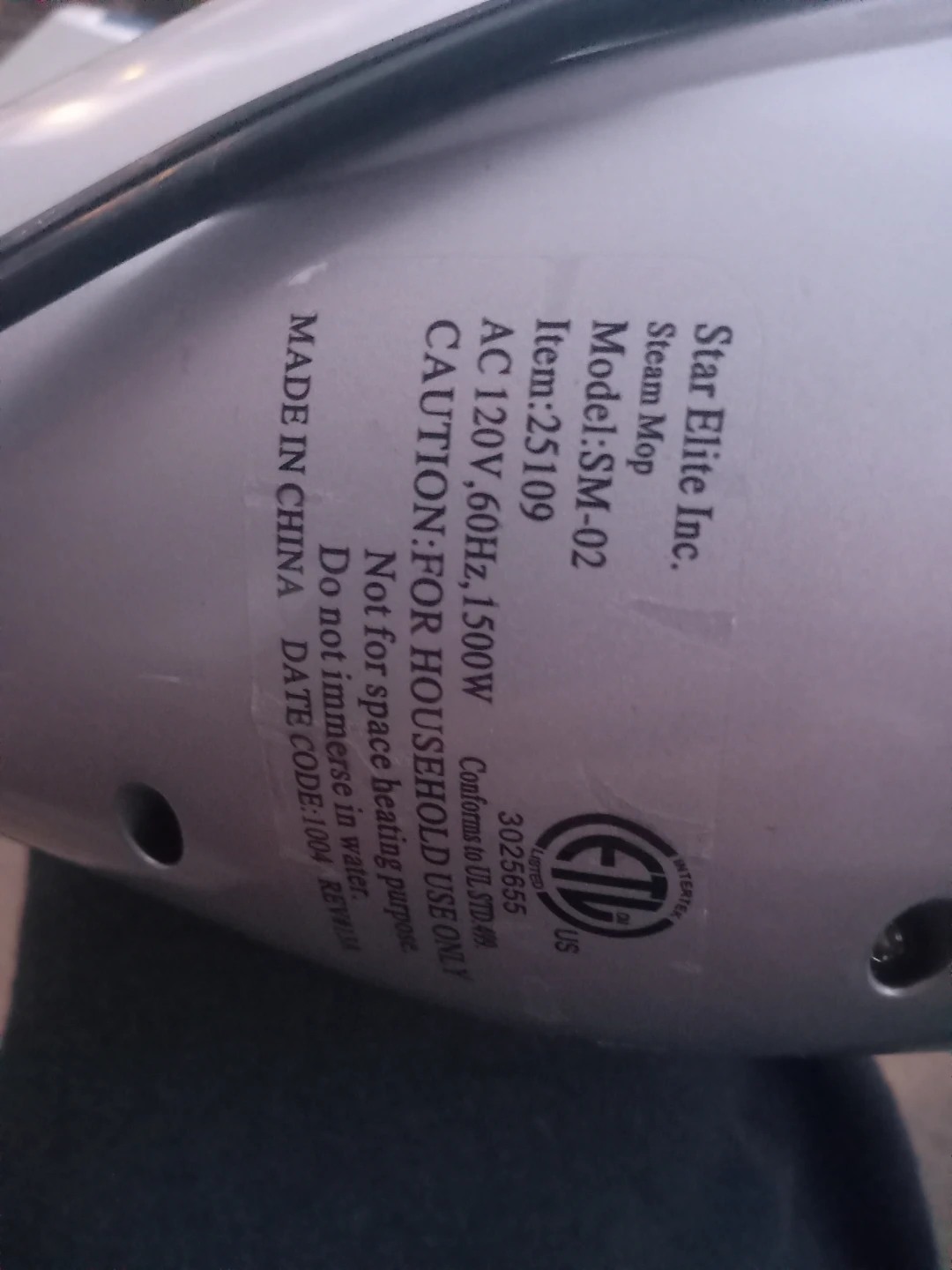 Star Elite Inc. Steam Mop - Model SM-02 - photo 2