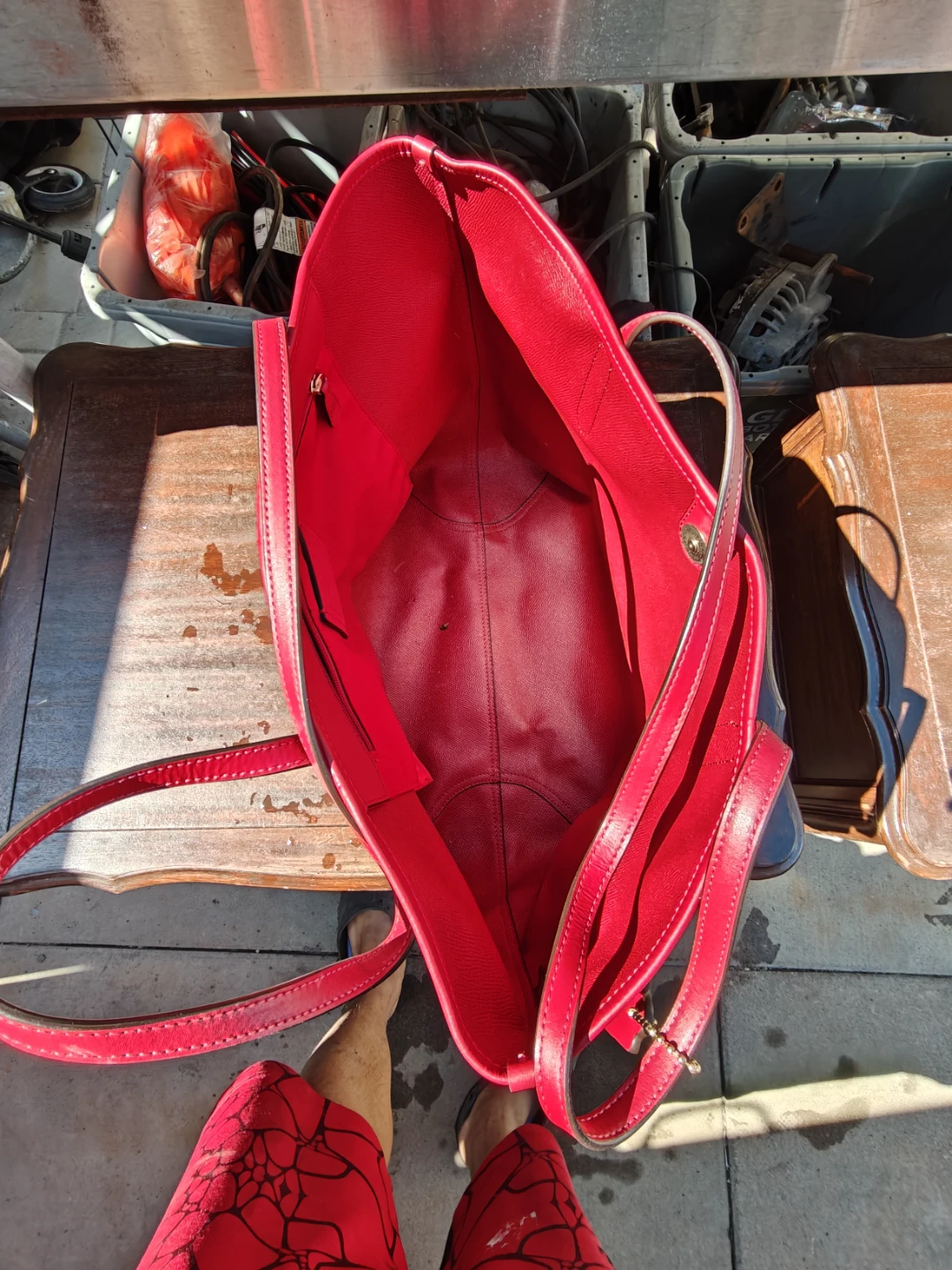 Coach Monogram Tote Bag with Red Trim - photo 2