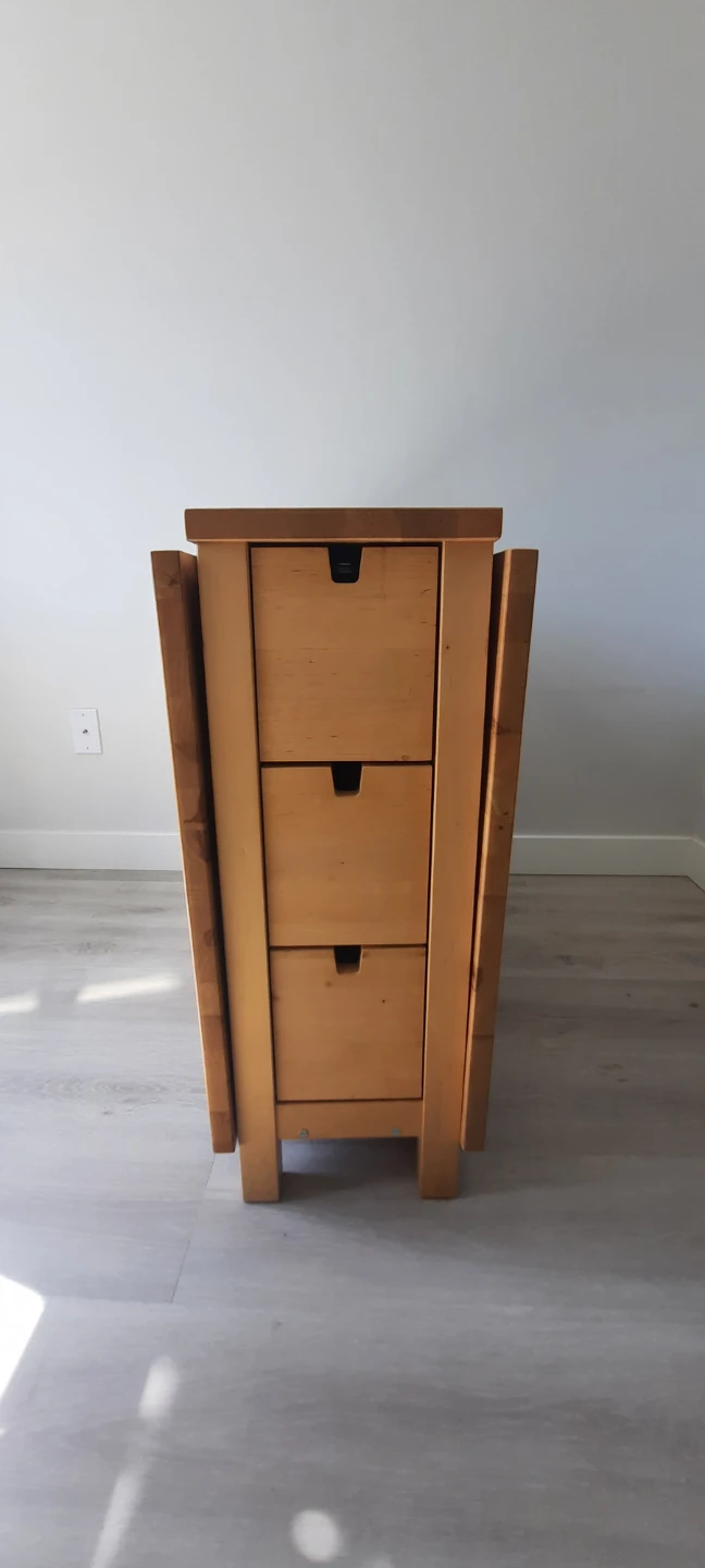 Light Wood Drop-Leaf Desk with 6Drawers