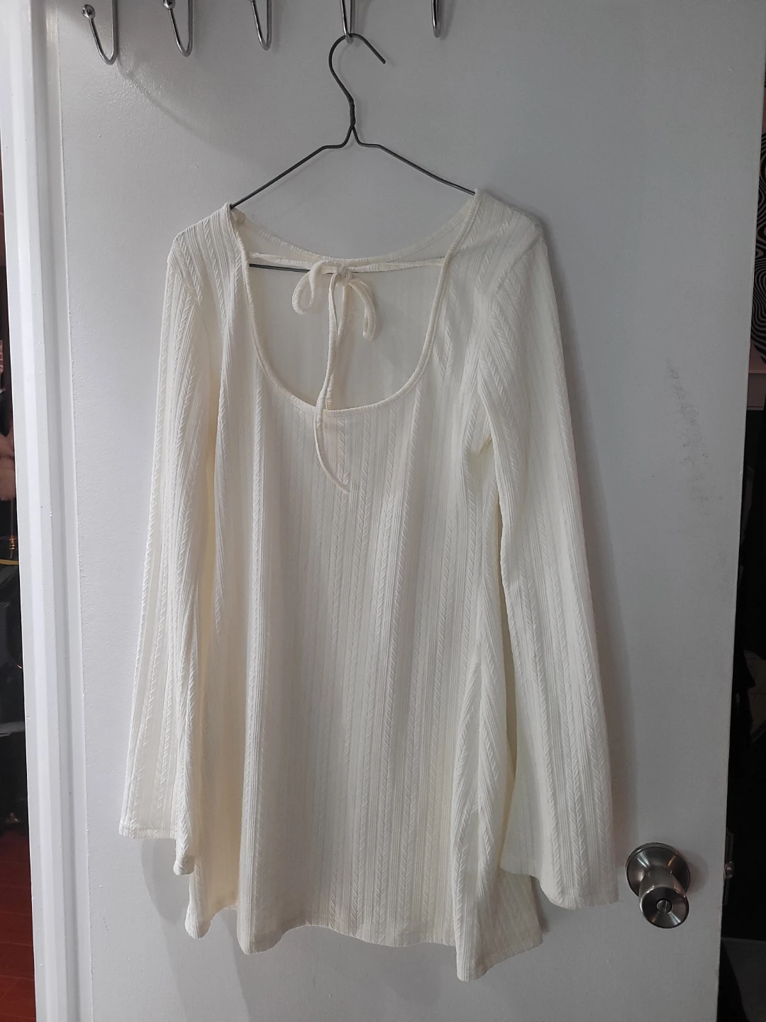 Cream Knit Bell Sleeve Top - photo 2