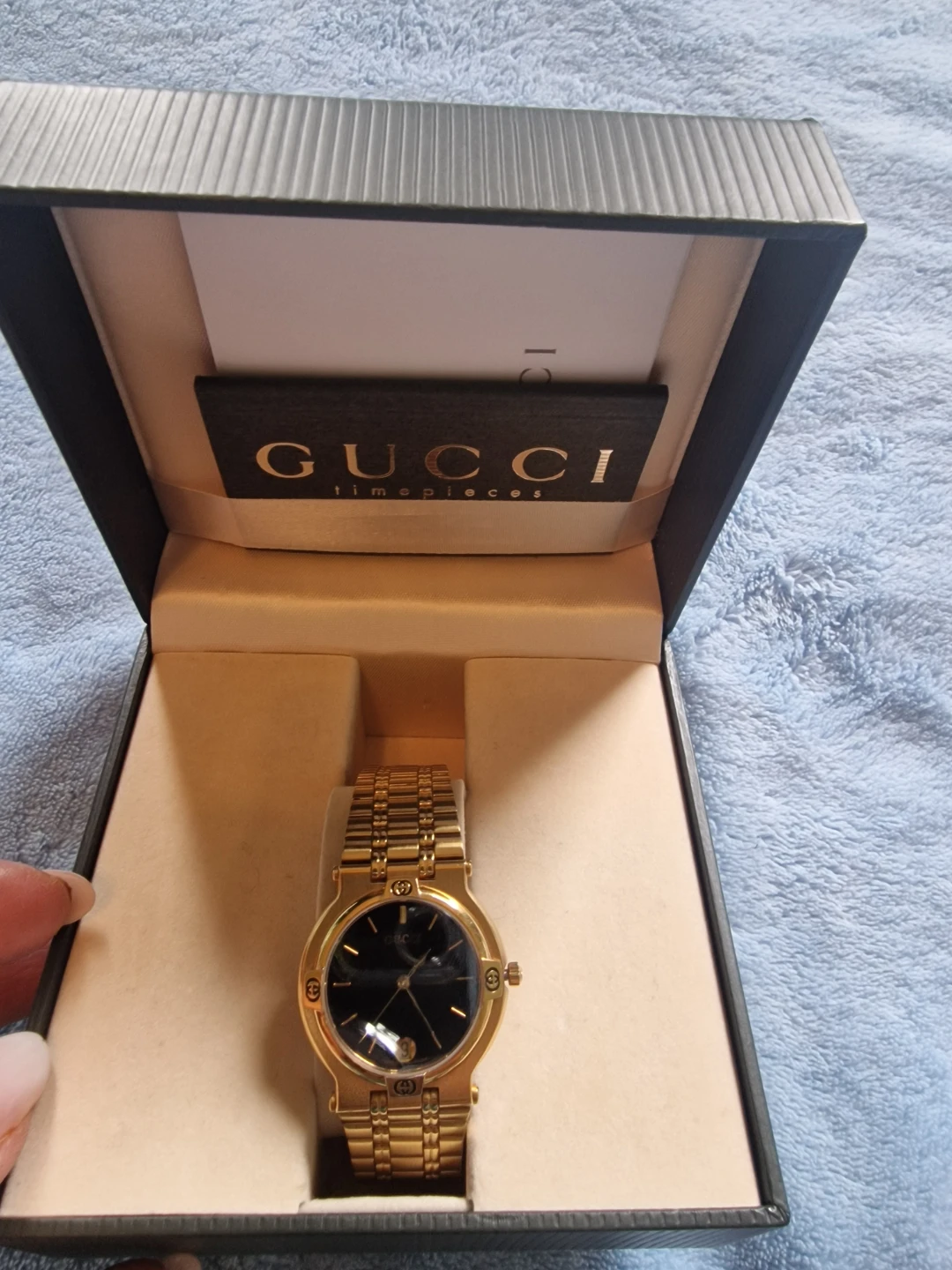 Gold Tone Gucci Watch with Black Dial - photo 2