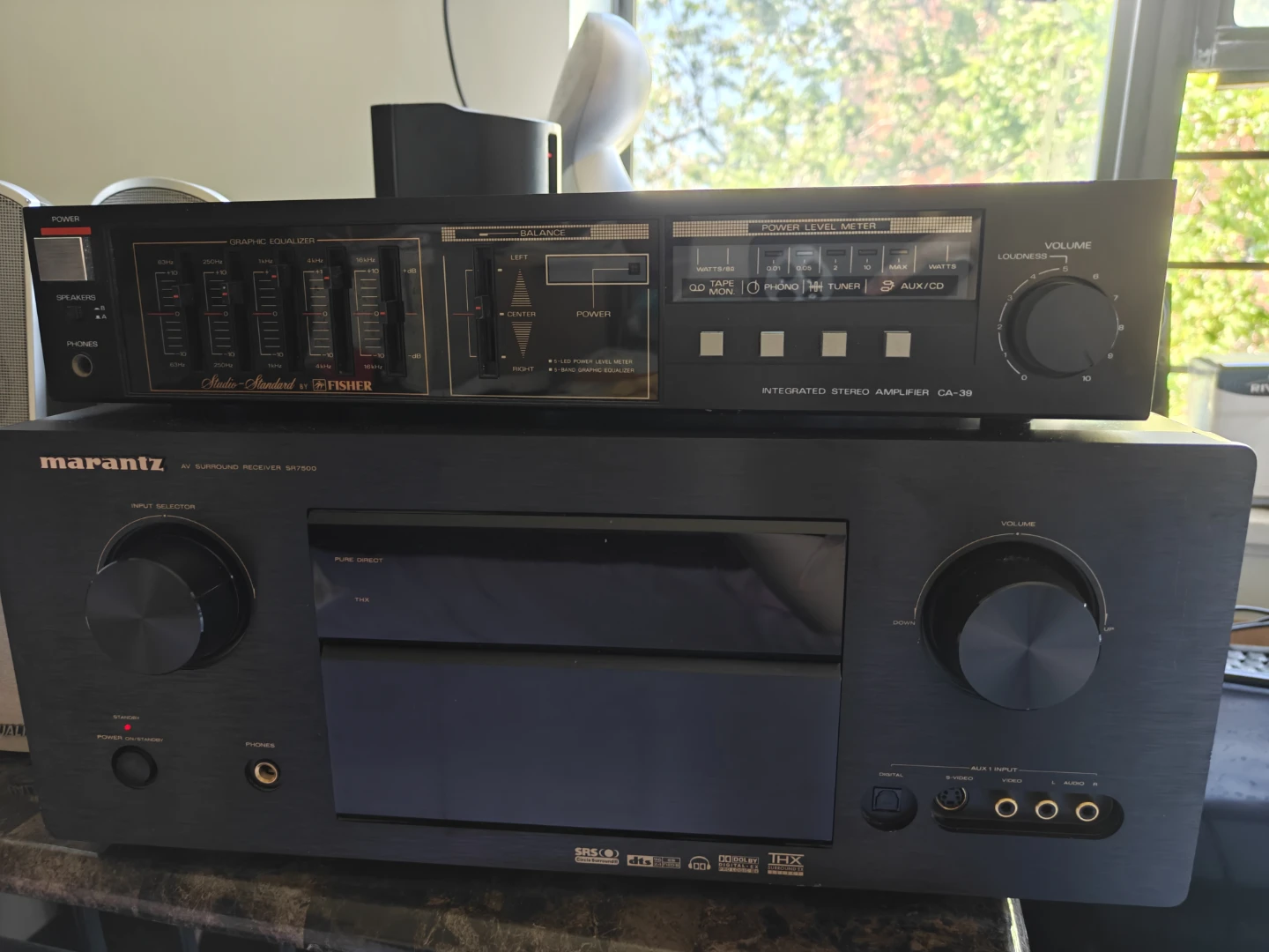 Marantz Stereo Amplifier and Fisher audio mixer