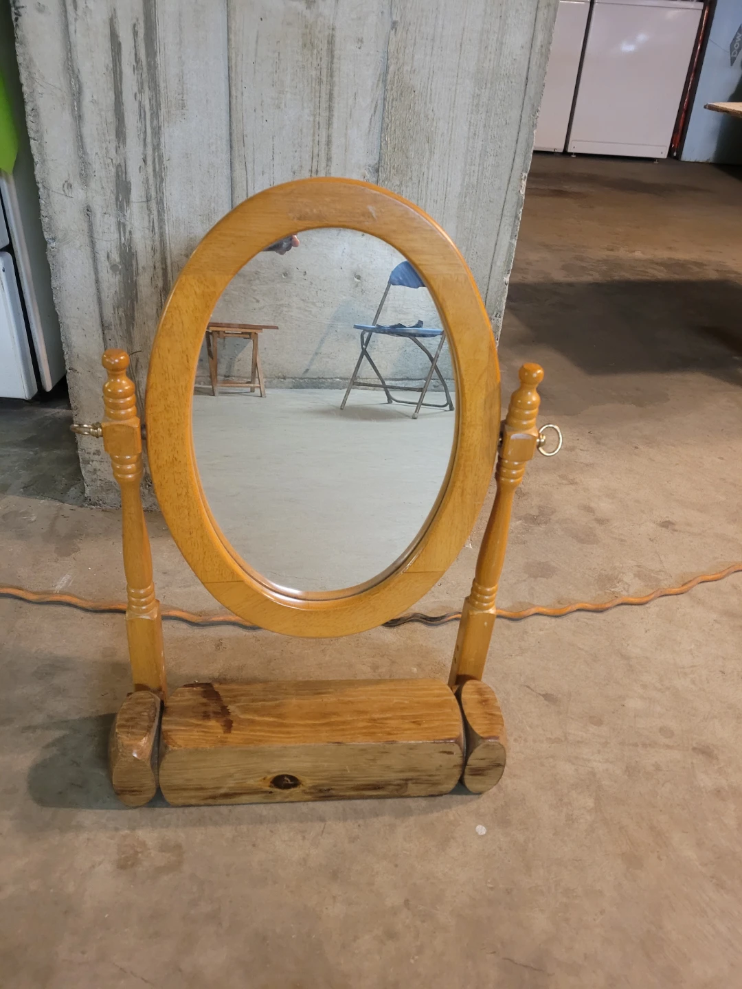 Wooden Oval Vanity Mirror