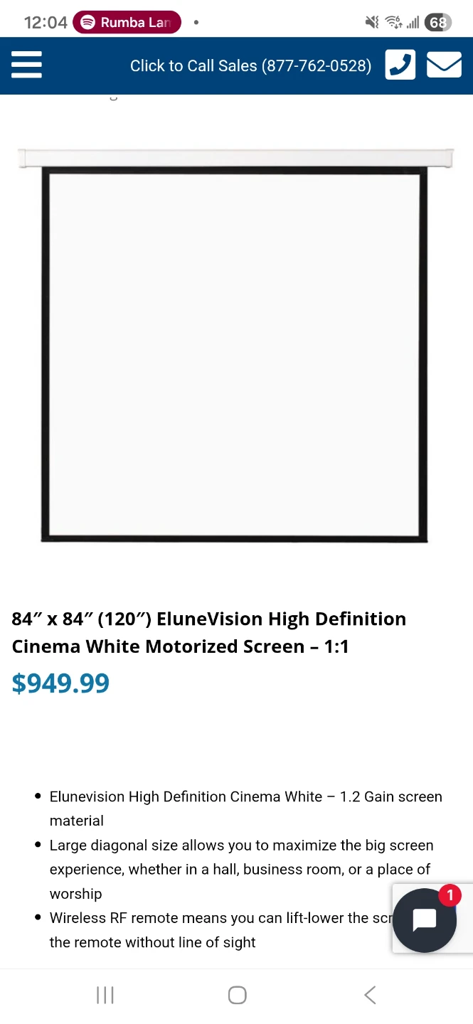 84" x 84" High Definition Cinema White Screen - photo 4