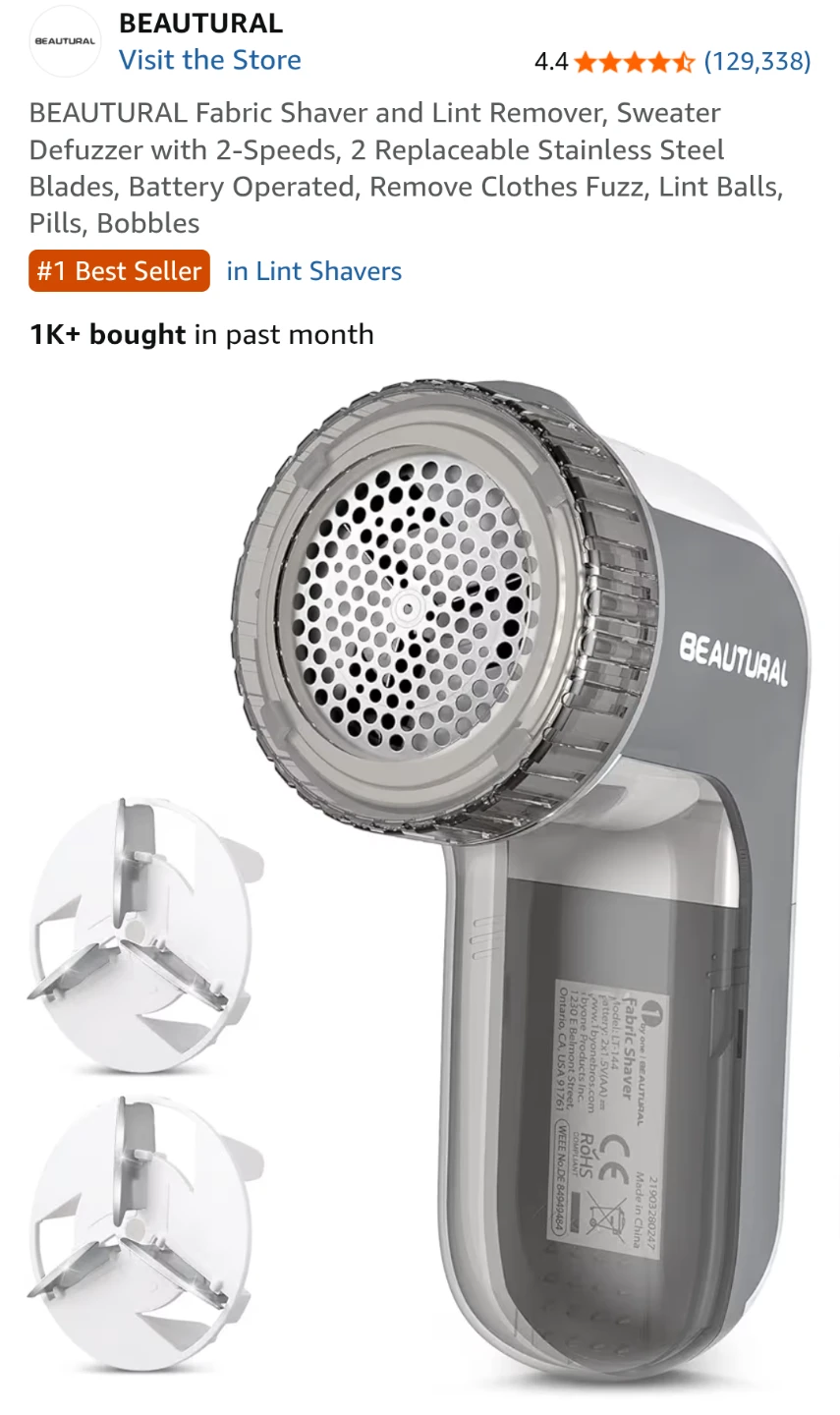 BEAUTURAL Fabric Shaver and Lint Remover