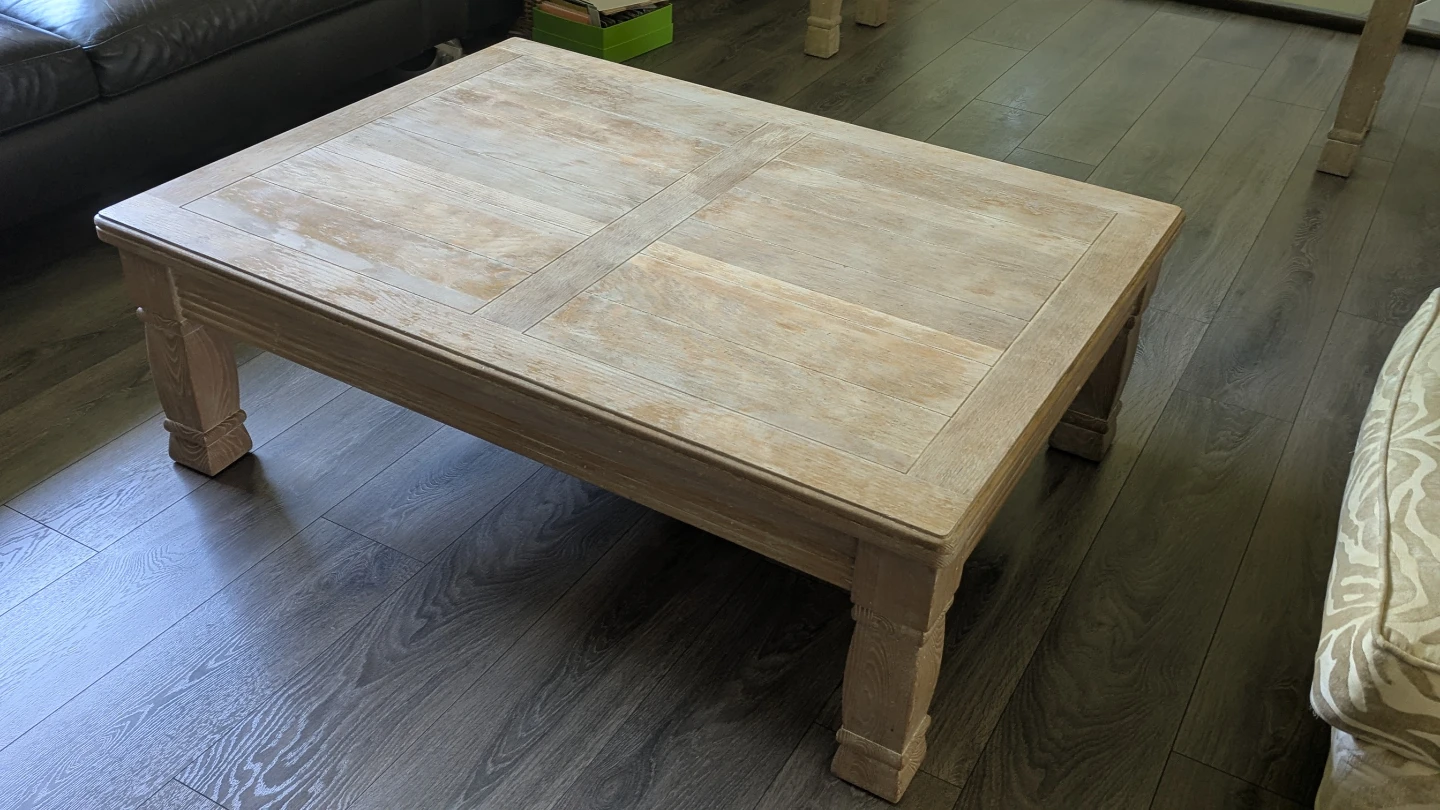 Ethan Allen Solid Wood Coffee Table - Weathered Oak Finish