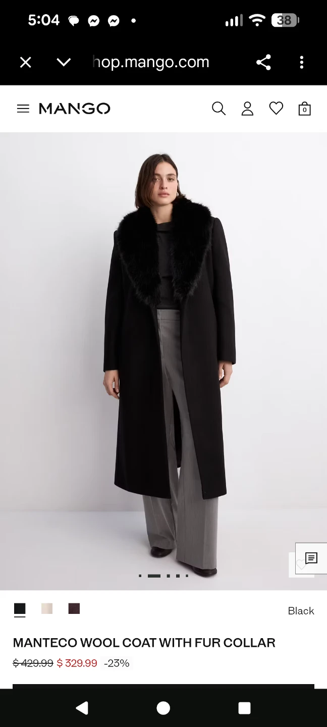 Mango Wool Coat with removable Fur Collar