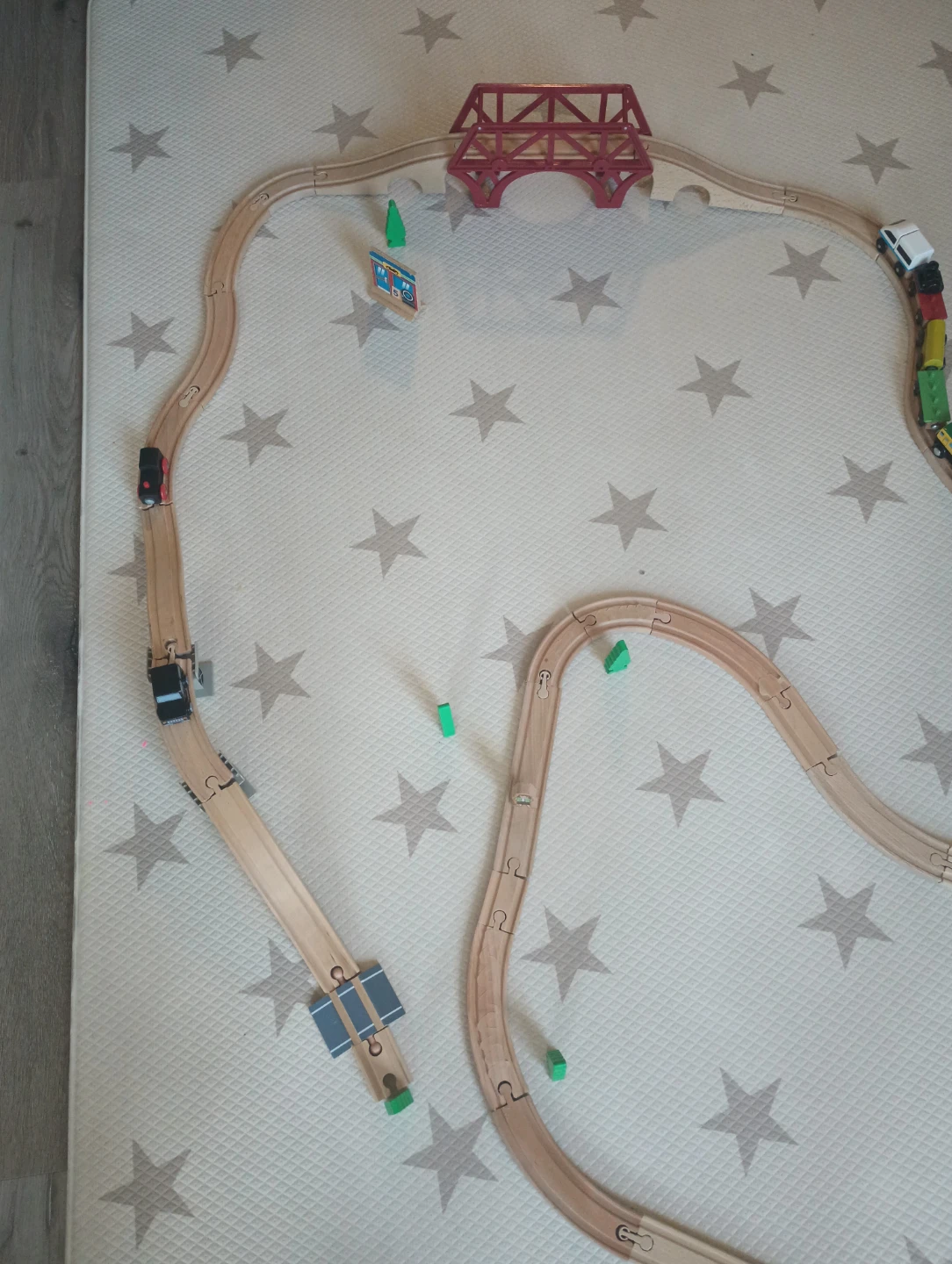Wooden Train Track Set with Bridge and Multiple Trains - photo 5