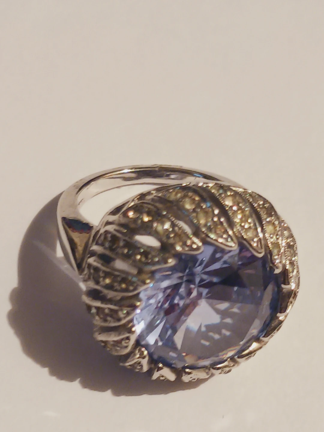 Gorgeous Sterling Silver 925 Large Blue Stone Ring - photo 2