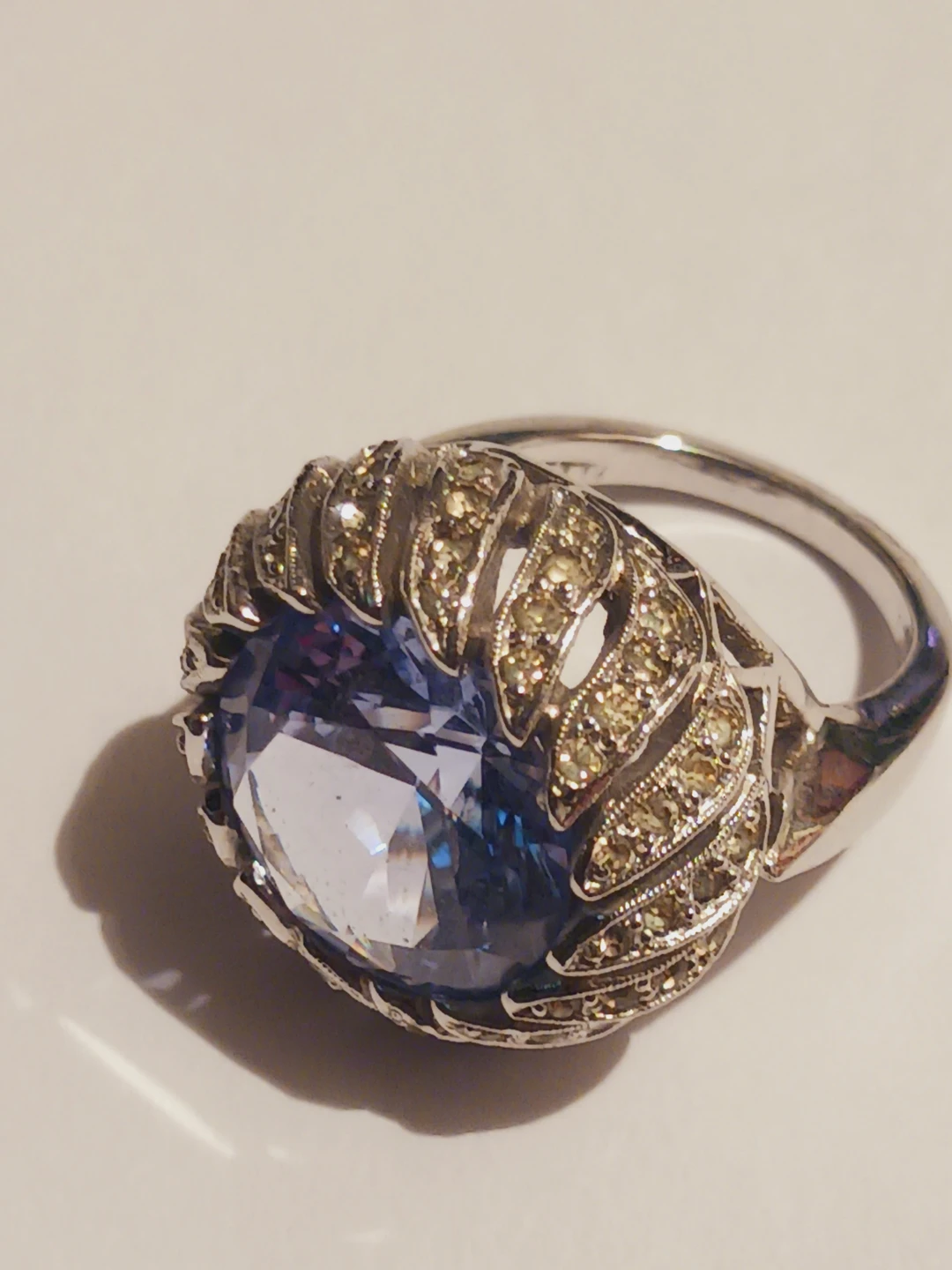 Gorgeous Sterling Silver 925 Large Blue Stone Ring - photo 3