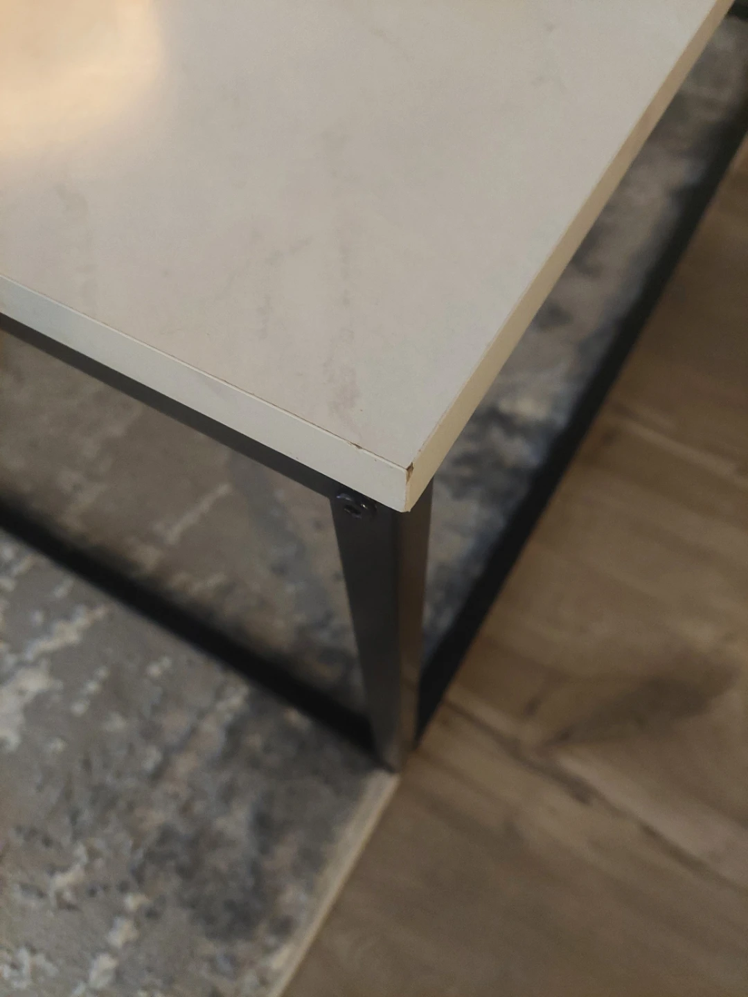 White Marble Top Coffee Table with Black Metal Frame - photo 3