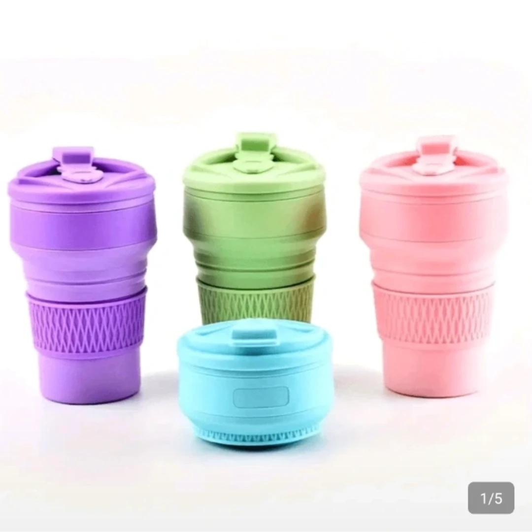 1pc 350ml Silicone Collapsible Water Cup, Portable