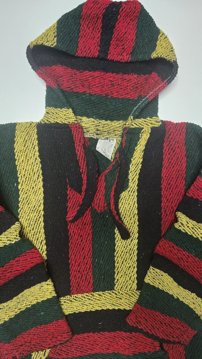 Striped Rasta Baja Hoodie For Men & Women, Vintage style Hoodie - photo 2
