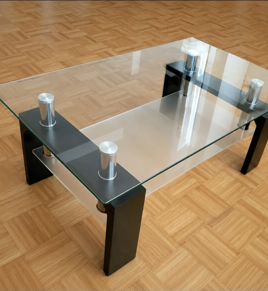 Glass Coffee Table with Black Base