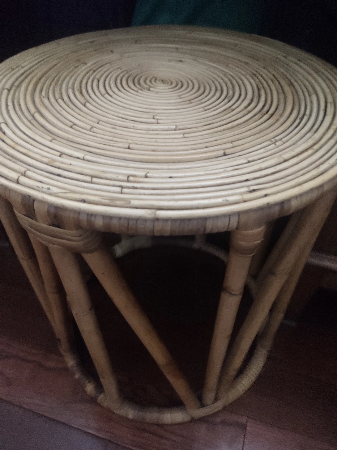 Round Rattan Side Table / Stool