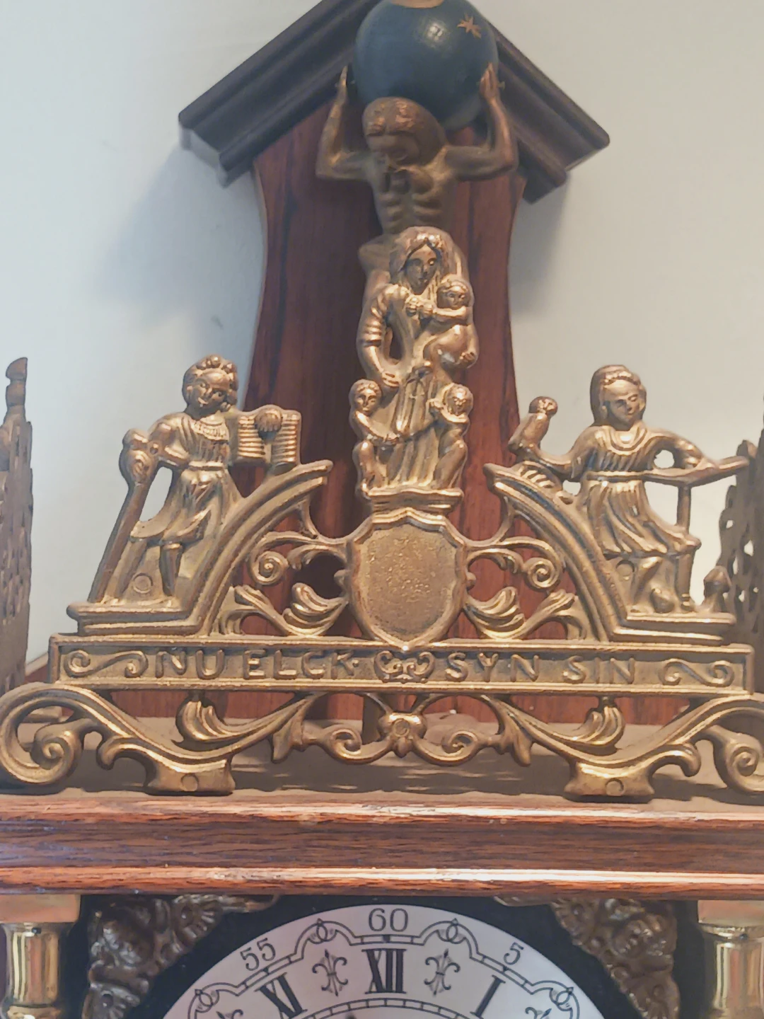 Antique Wooden Cuckoo Clock with Ornate Metal Details - photo 3