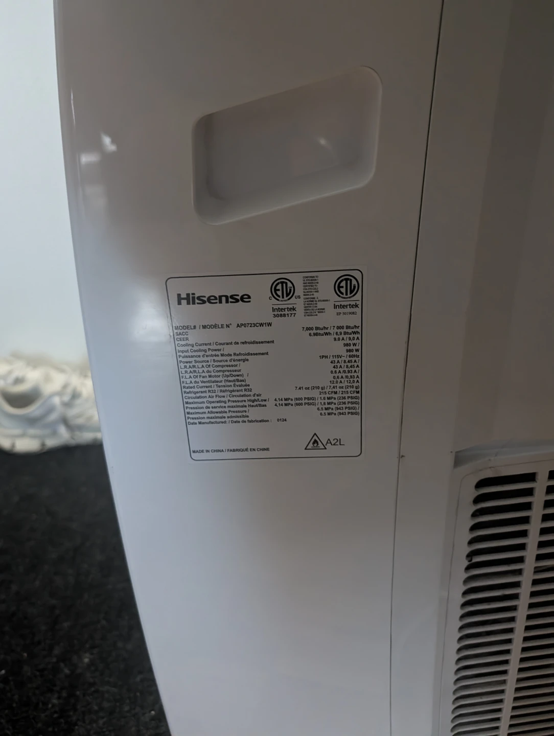 Hisense Portable Air Conditioner AP0723CW1W - photo 2