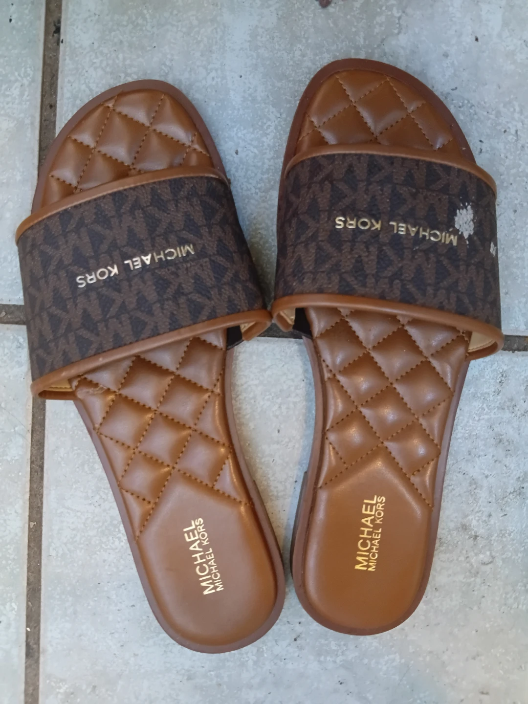Michael Kors MK Signature Quilted Slide Sandals