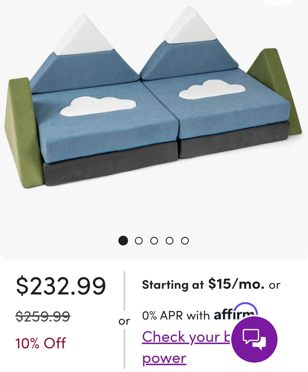 Kids Mountain and Cloud Play Sofa