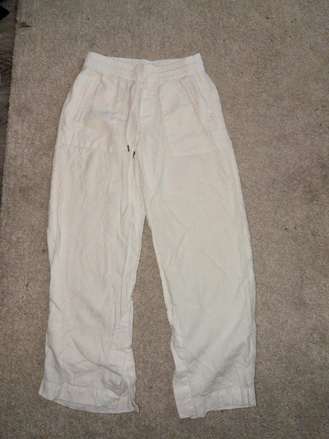 Athleta White Linen Blend Pants