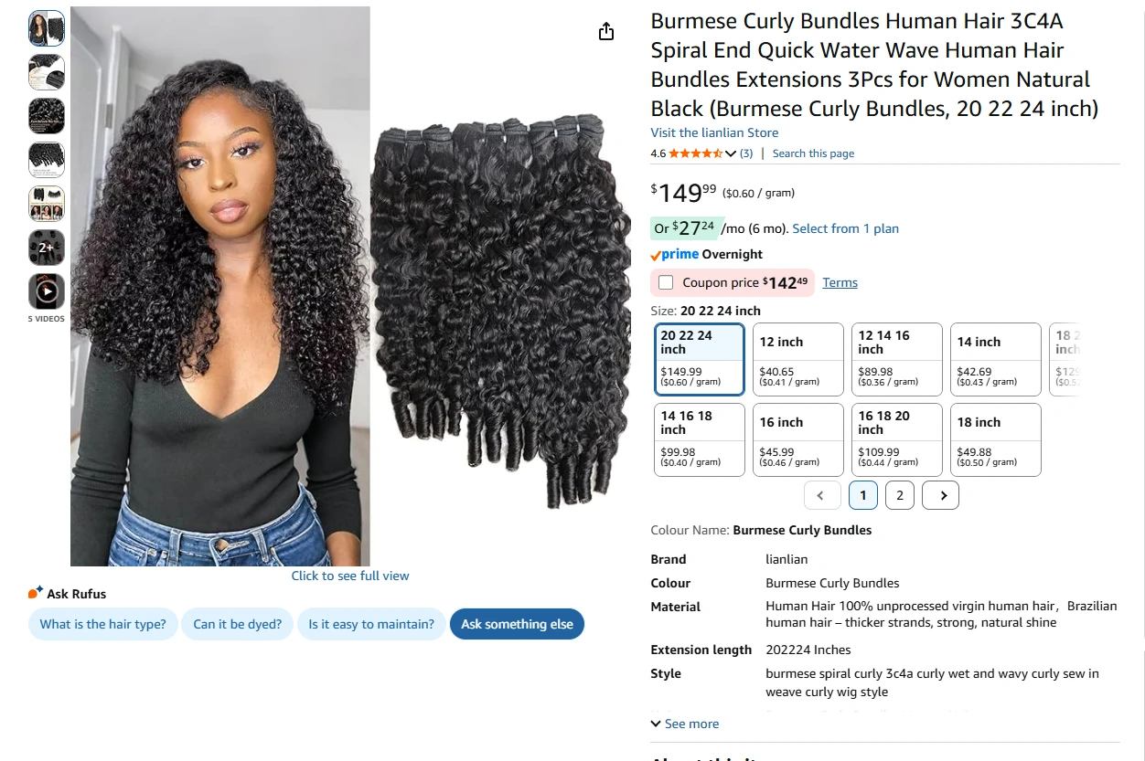 3 Bundles Water Wave Curly Hair Extensions - photo 2