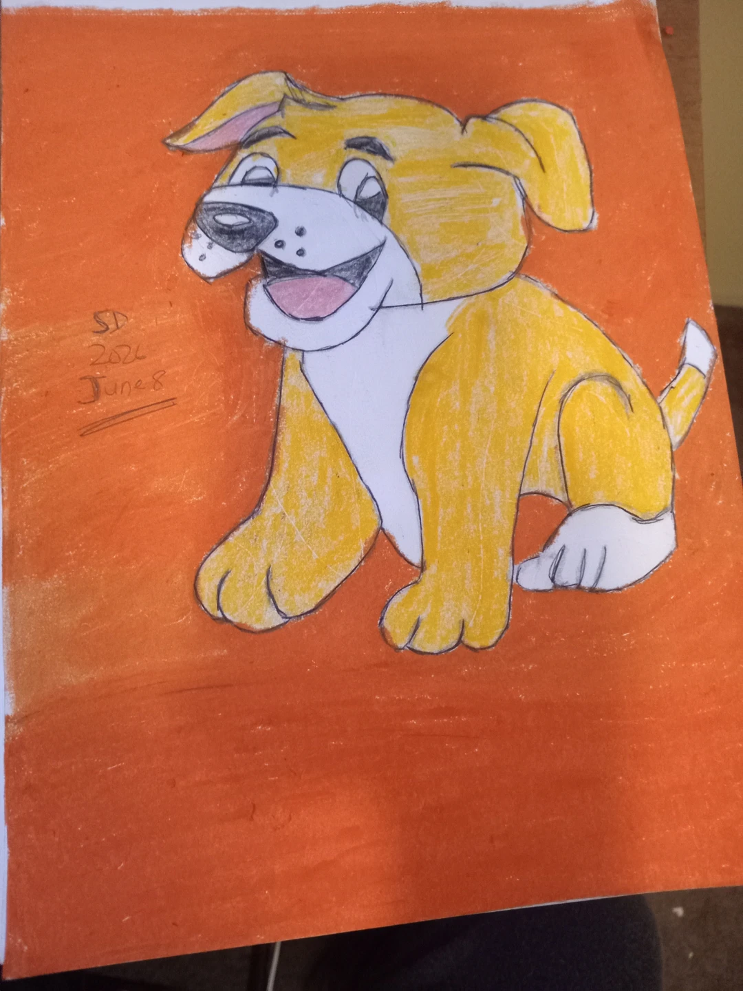Yellow Dog Orange Background by Cartoonist Sherwin - photo 3
