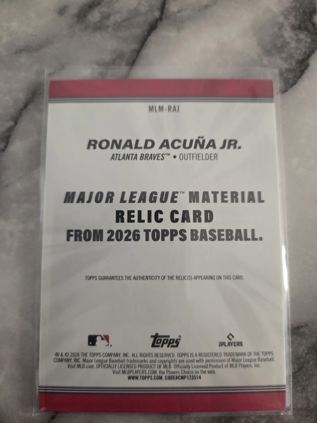 Baseball Ronald Acuna relic material card 2026 - photo 2
