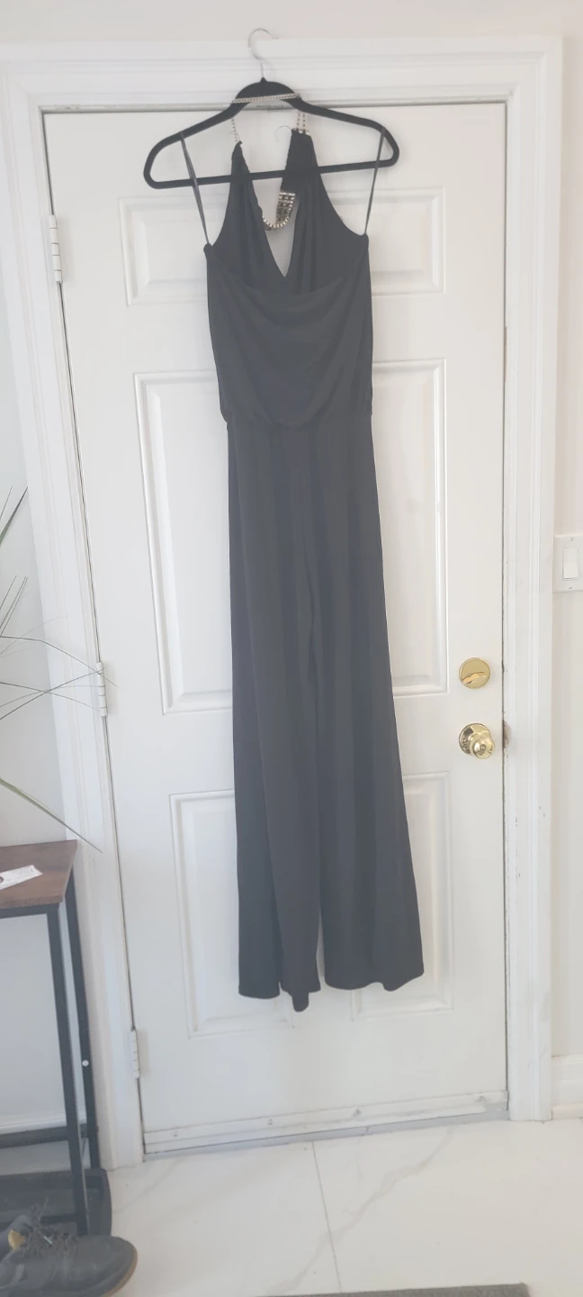 Black Sleeveless Jumpsuit with Embellished Neckline - Size S - photo 2