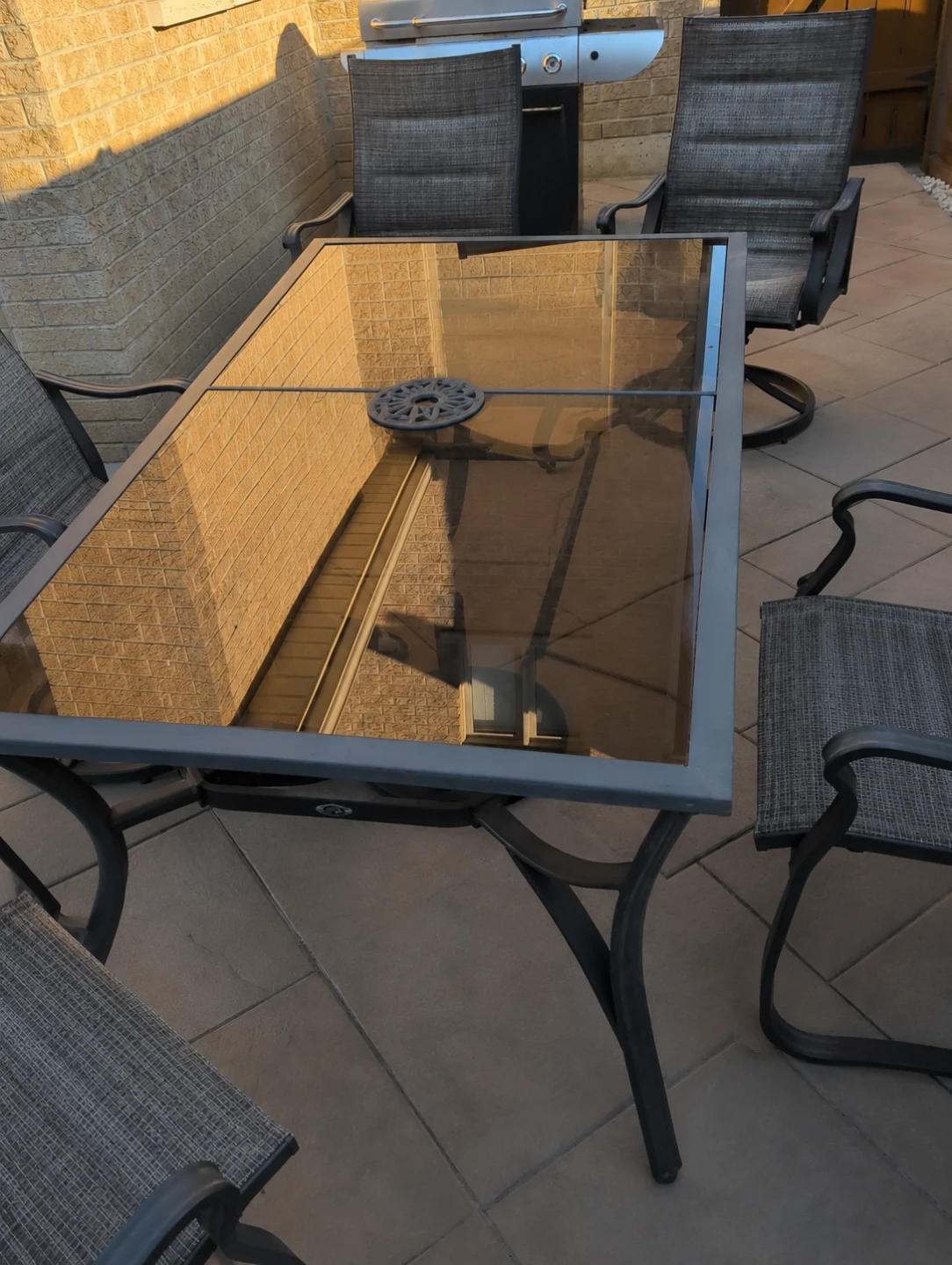 Glass Top Patio Table and Chairs