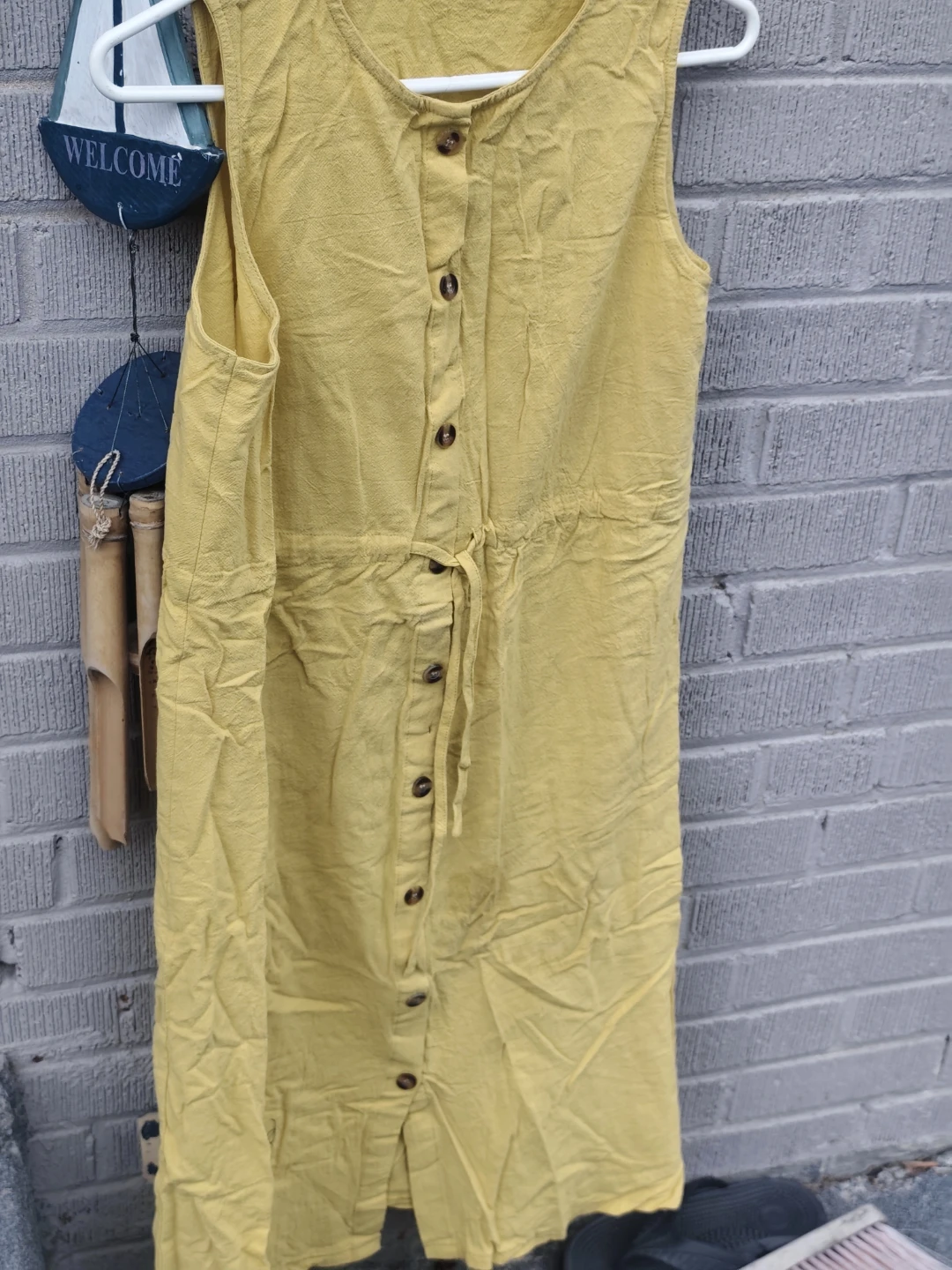 Yellow Sleeveless Button-Up Dress size L