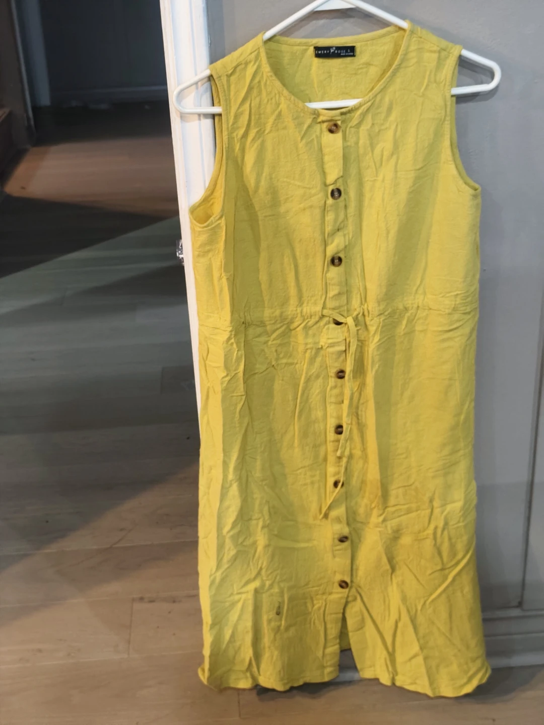 Yellow Sleeveless Button-Up Dress size L - photo 3