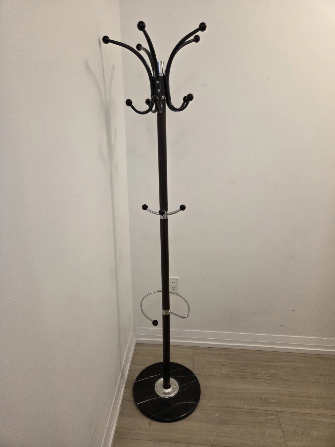Black Coat Rack with Marble Base