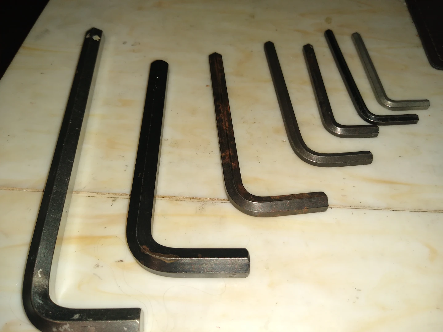 Set of seven heavy duty large Allen wrenches