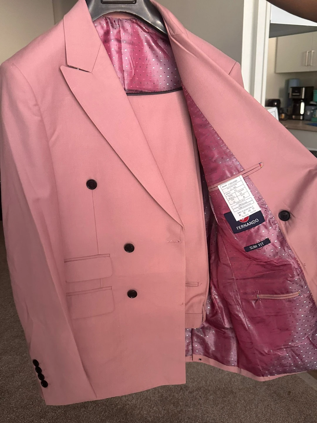 Fernando Double-Breasted Pink Suit - Size 52
