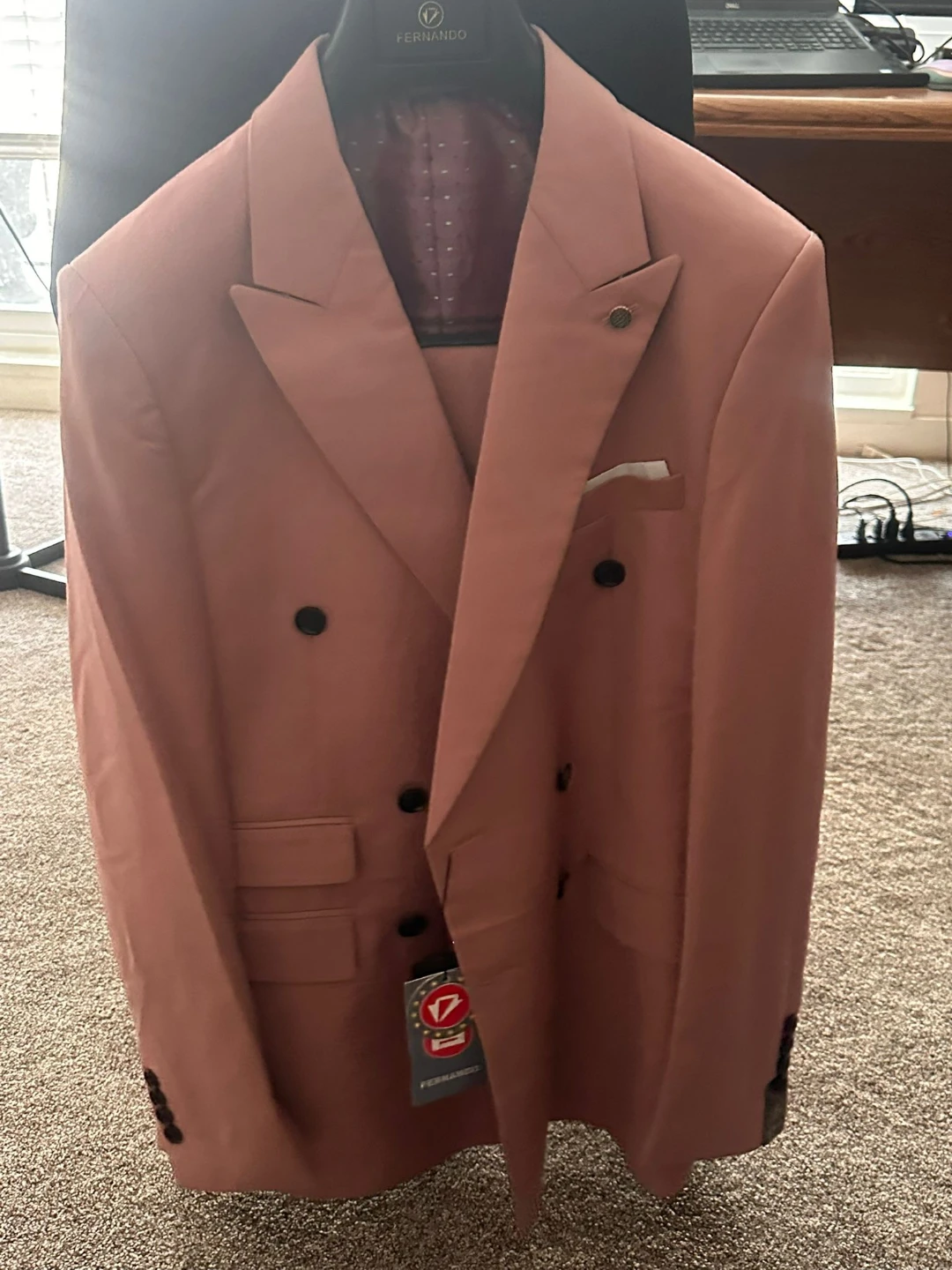 Fernando Double-Breasted Pink Suit - Size 52 - photo 3